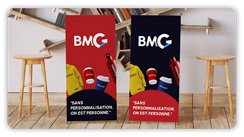 Roll-up BMGoodies habillage vitrine Groupe Graphique BMG - Tours 37